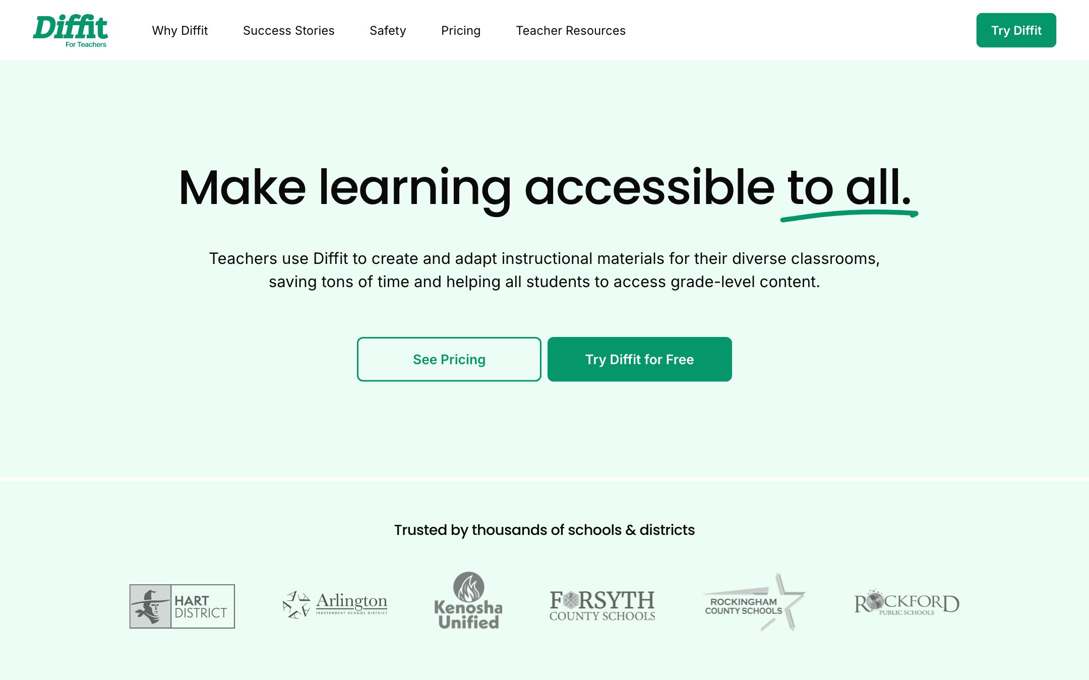 Diffit interface showing a New York Times article reformatted into 5th-grade English alongside a Spanish translation.