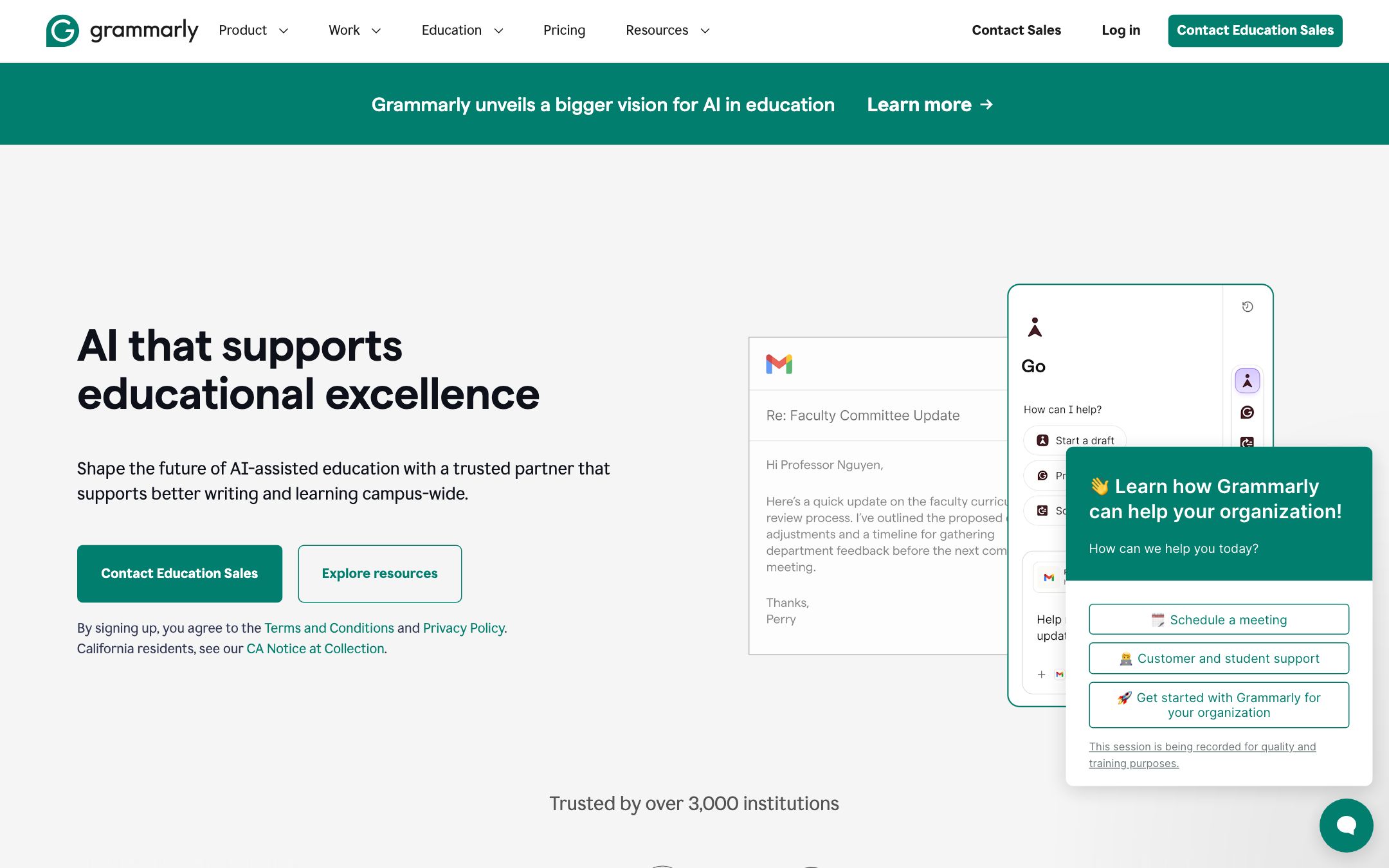 Grammarly's sidebar inside Google Docs showing inline suggestions on a student essay.